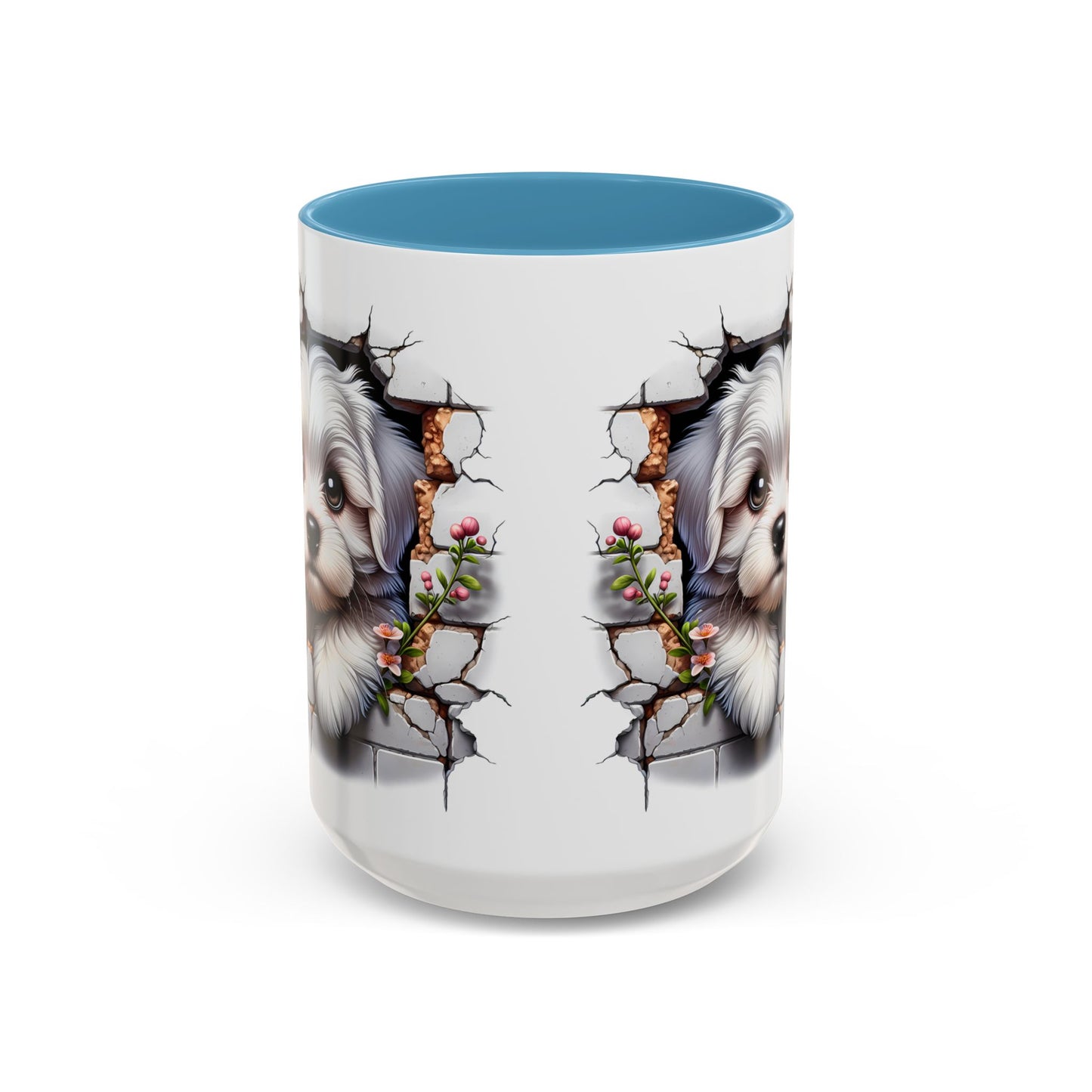 🎀🐶 Maltese Puppy Accent Mug – Cute Peek-Through Dog Design for Animal Lovers ☕💖