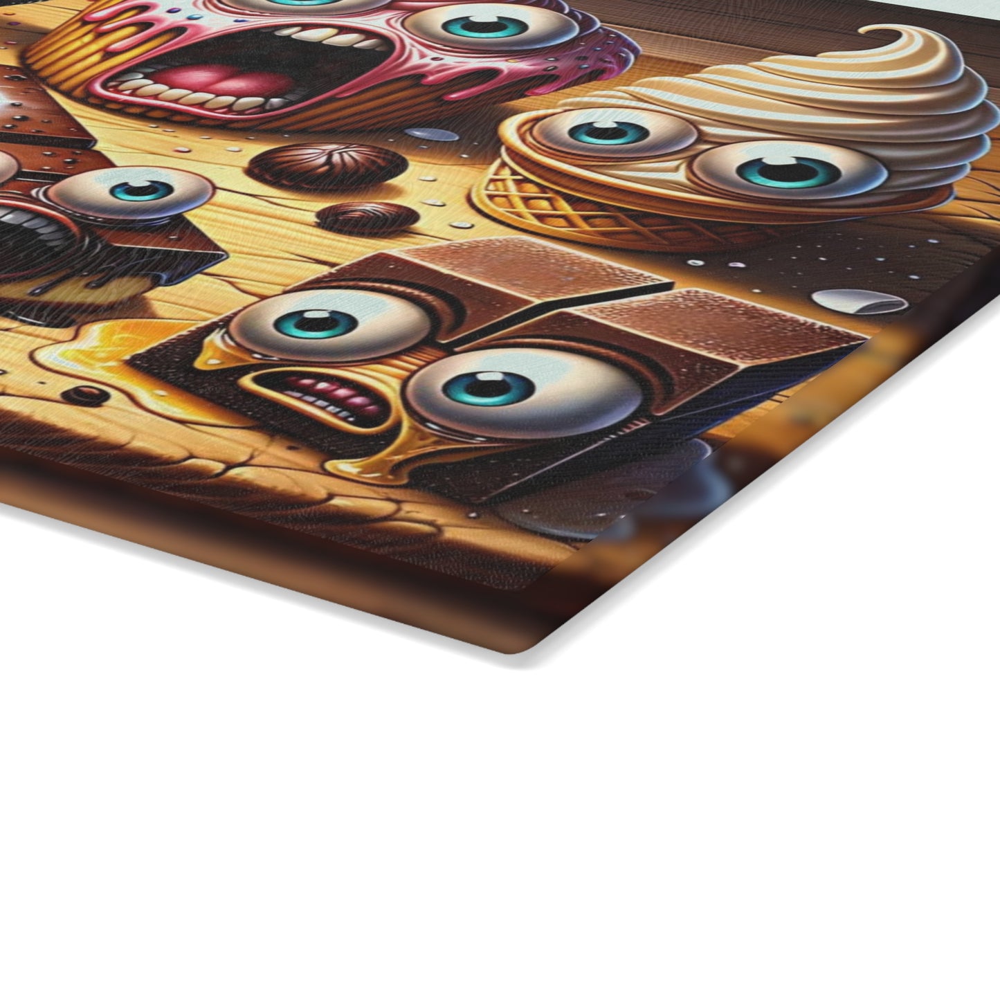 🍰🤣 “Sweet Squad Shenanigans” Glass Cutting Board – Fun Dessert Vibes for Your Kitchen