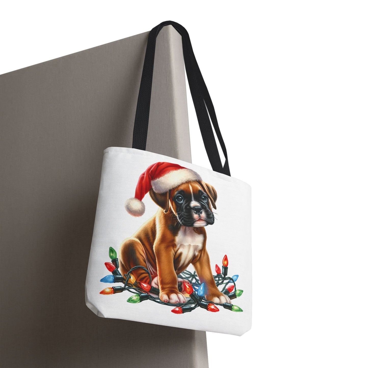 👜 Boxer Christmas Lights Tote Bag – Festive Charm for Dog Lovers 🎄