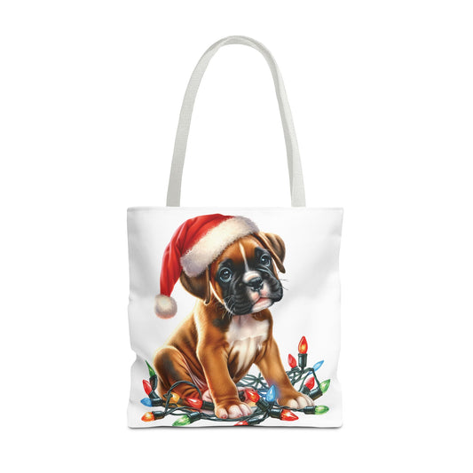 👜 Boxer Christmas Lights Tote Bag – Festive Charm for Dog Lovers 🎄