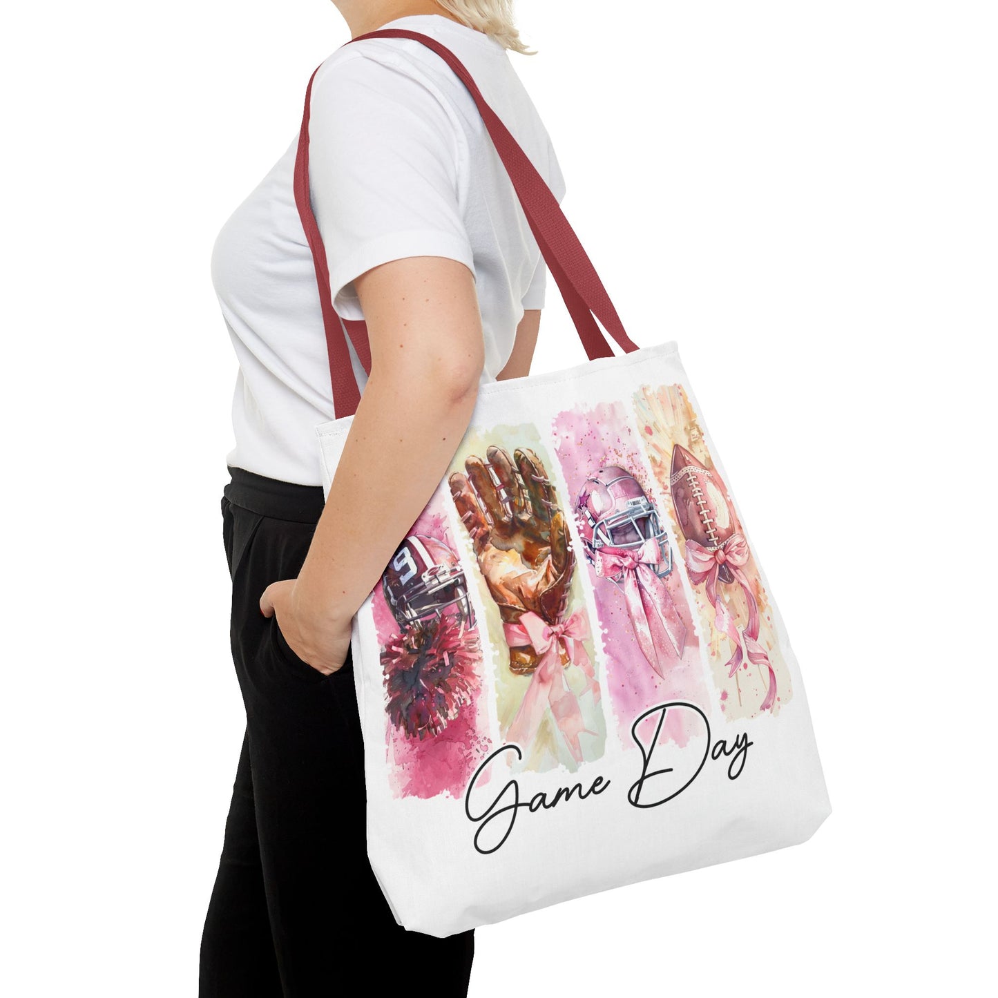 🏈 Game Day Pink Ribbon Tote Bag – Football & Pink Power 💖👜