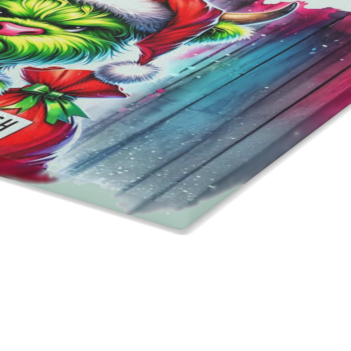 Green Holiday Highland Pup Cutting Board – Festive Christmas Kitchen Art