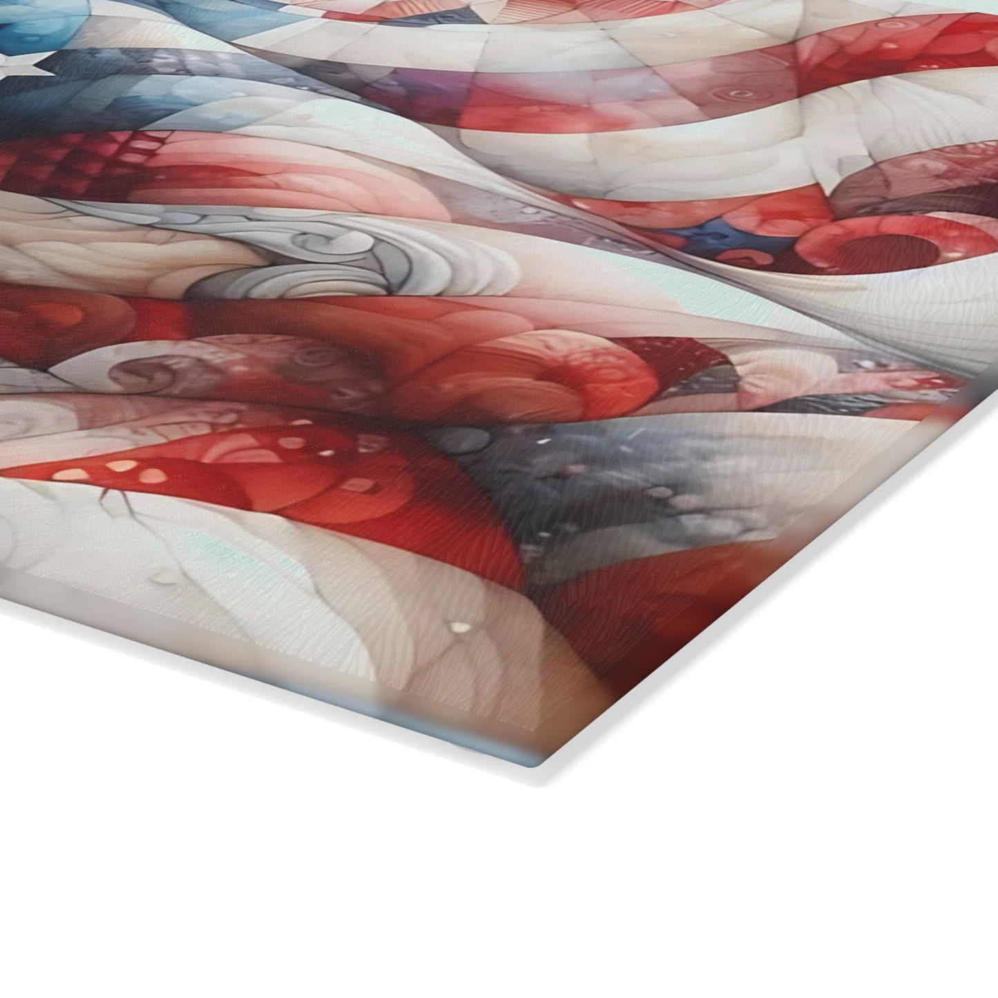 4th of July Quilt Glass Cutting Board – Patriotic Charm Meets Function
