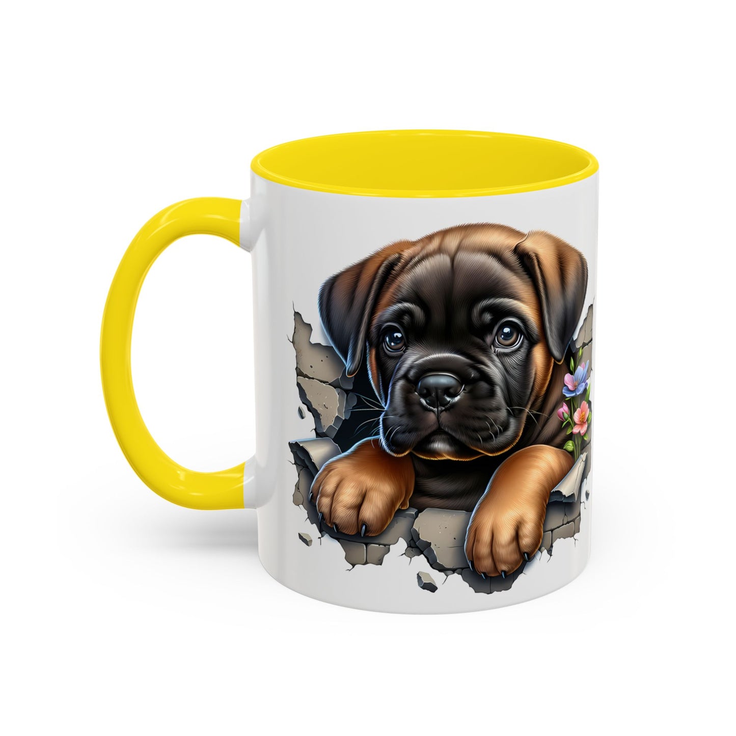 🧡 Boxer Puppy Accent Mug – Adorable Peek-Through Cup for Dog Lovers