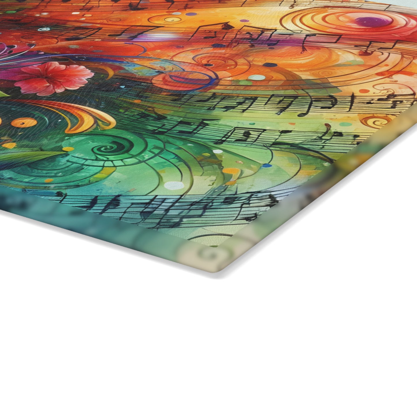 🎶🌺 Music and Flowers Cutting Board – Artistic Harmony for Your Kitchen 🌈