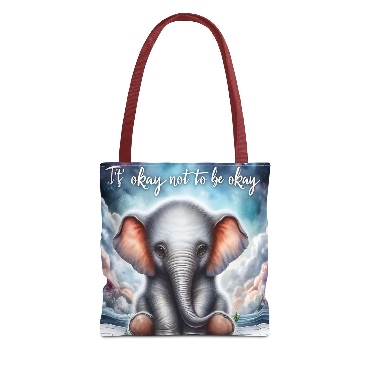 Bolsa de mano con elefante “Está bien no estar bien”: un suave recordatorio con un diseño delicado y caprichoso.