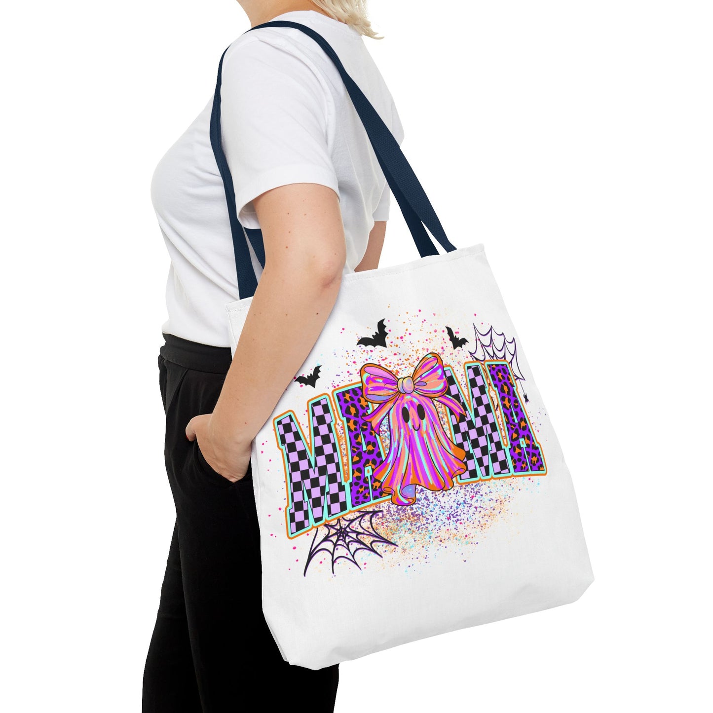 🎃 Colorful Mama Ghost Halloween Tote Bag – Spooky Fun with a Pop of Color 👻👜