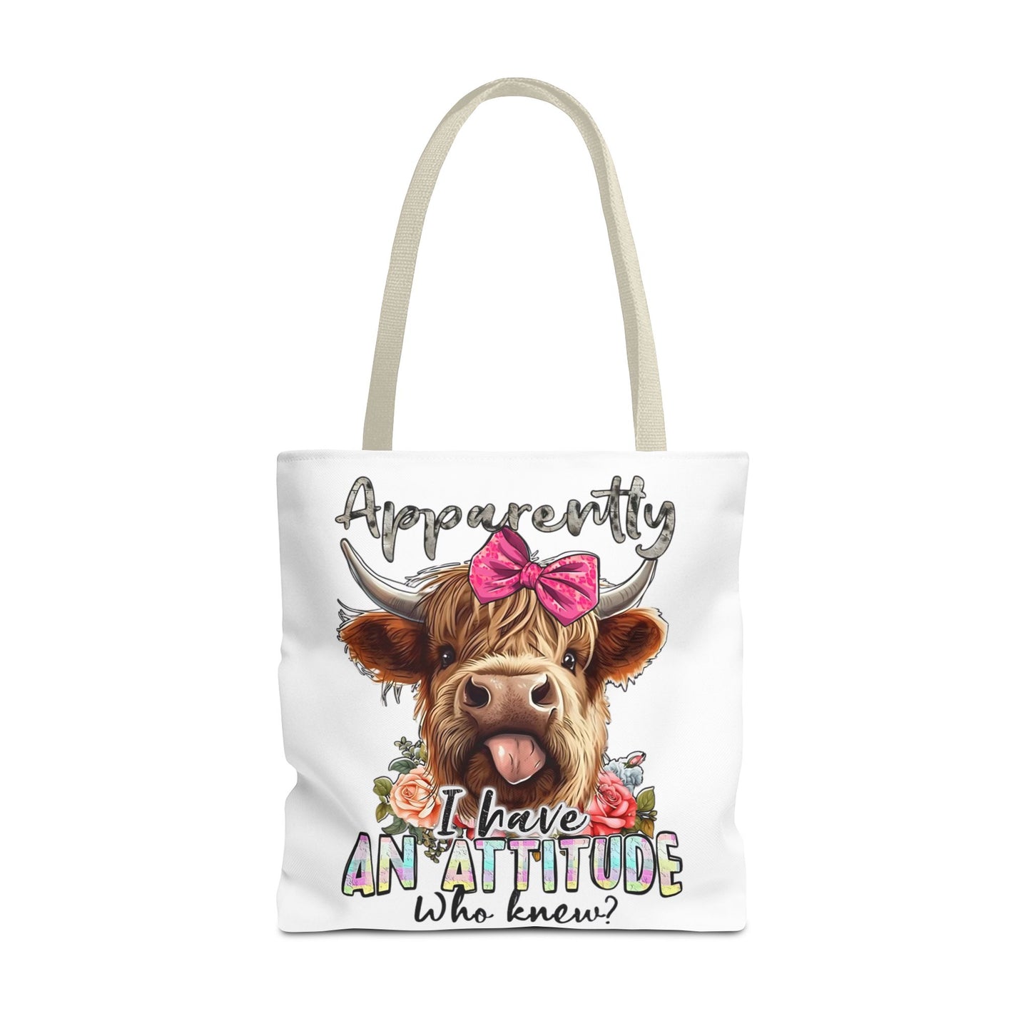 🐄 Al parecer, tengo actitud: bolso tote Sassy Cow con lazo rosa 🌸