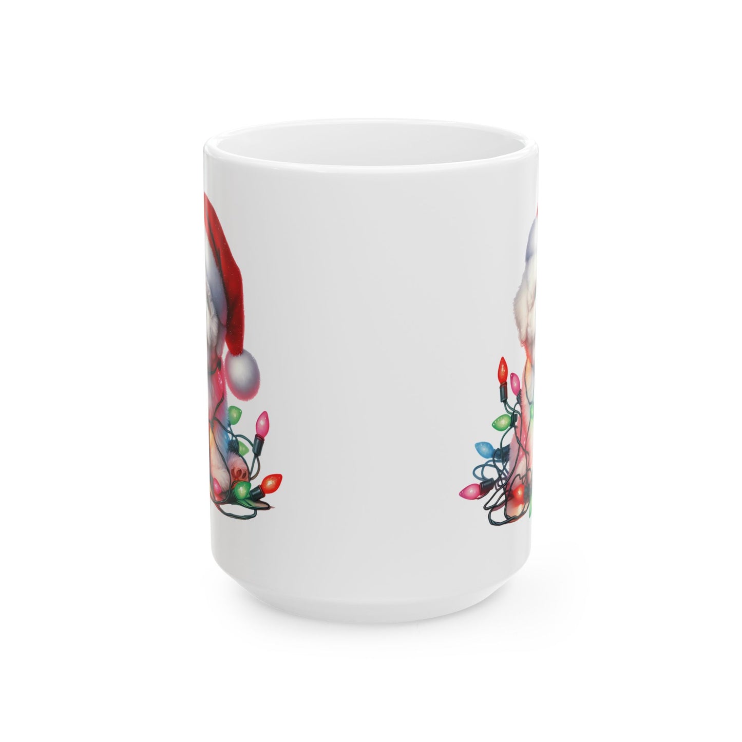 🎄 Bichon Frise Christmas Lights Mug – Holiday Cheer with a Fluffy Twist ☕