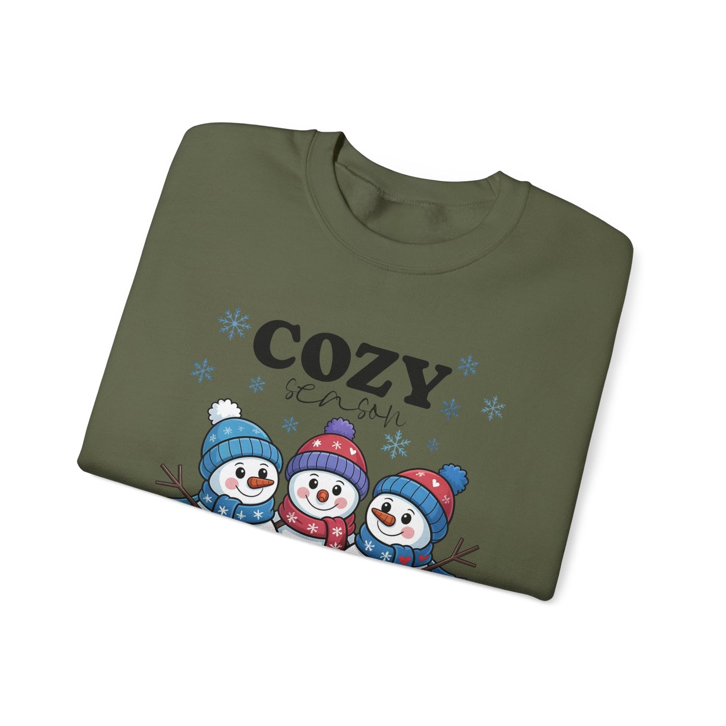 ☃️💙 Cozy Season Snowman Sweatshirt – Adorable Winter Crewneck for Women