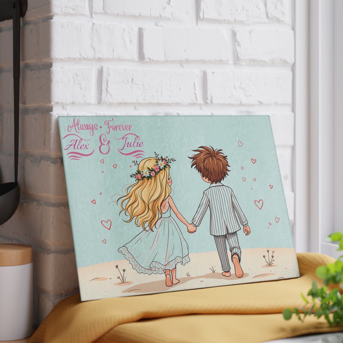 Personalized Wedding Couple Cutting Board – Custom Love Keepsake with “Always & Forever” Charm