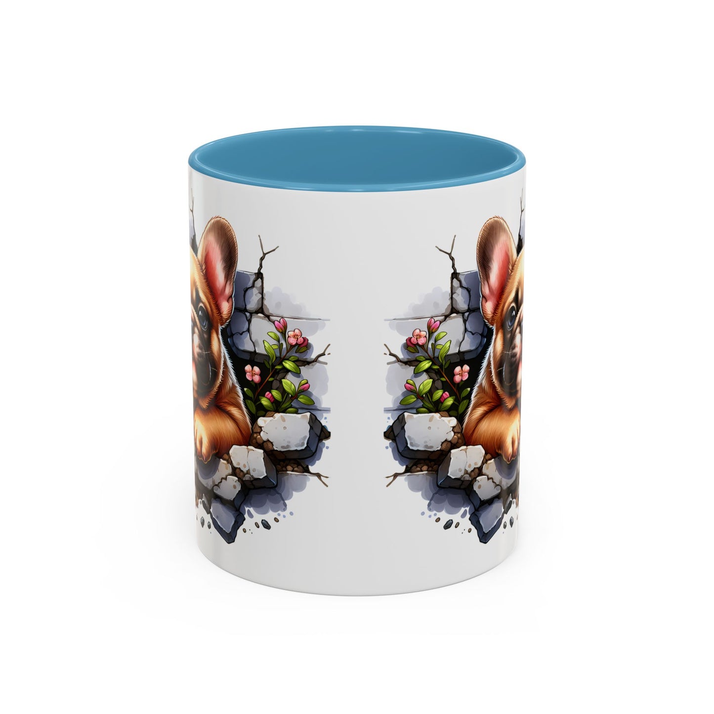 🐾☕ Tan French Bulldog Puppy Accent Mug – Sweet Peek-Through Pup Design ✨