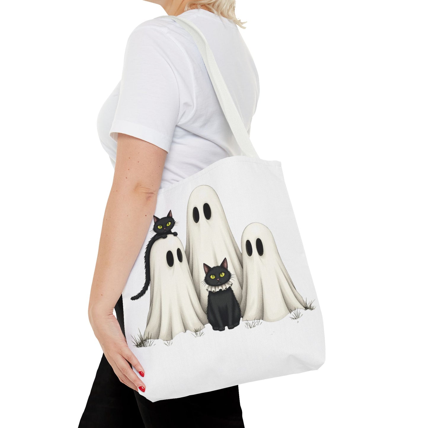 🐈‍⬛ Ghosts & Black Cats Halloween Tote Bag – Spooky Chic Retro Vibes 👻👜
