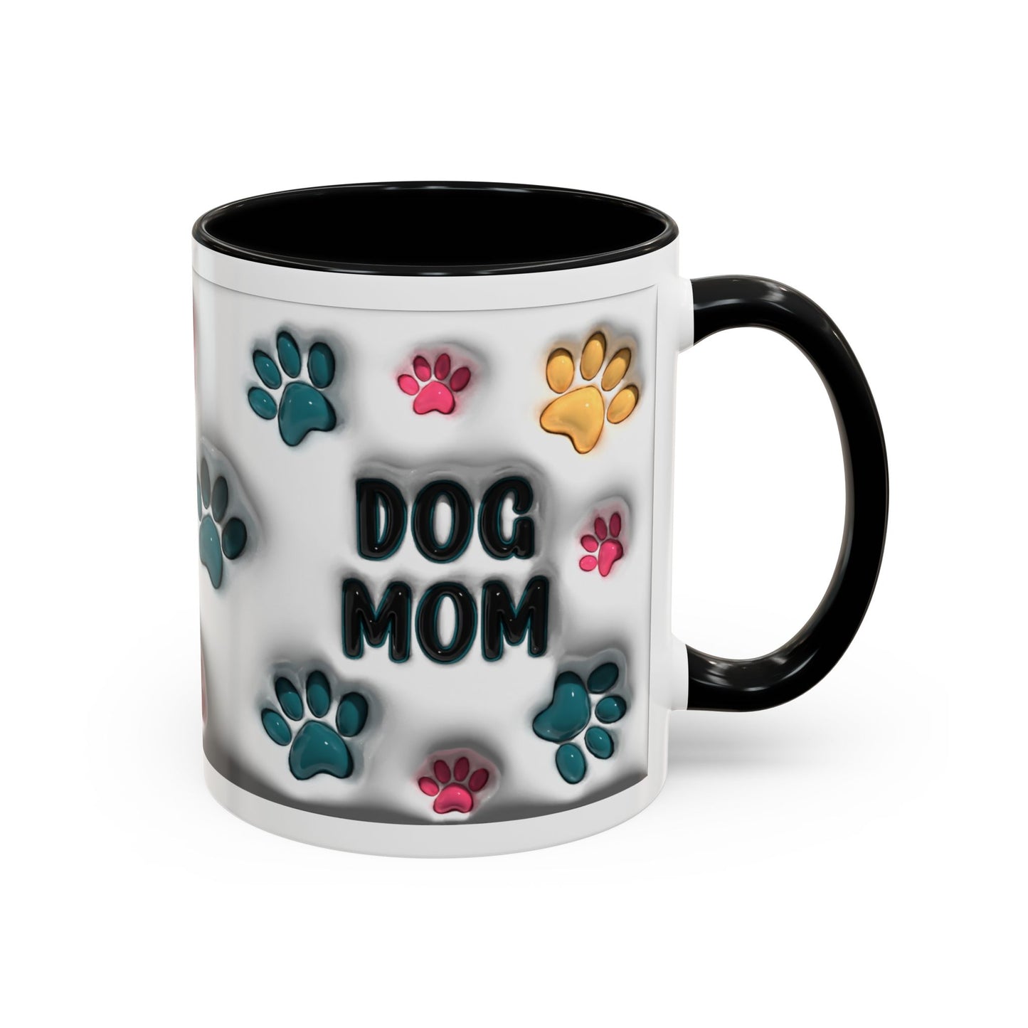 Dog Mom Accent Mug – Colorful Paw Print Cup for Proud Pet Parents