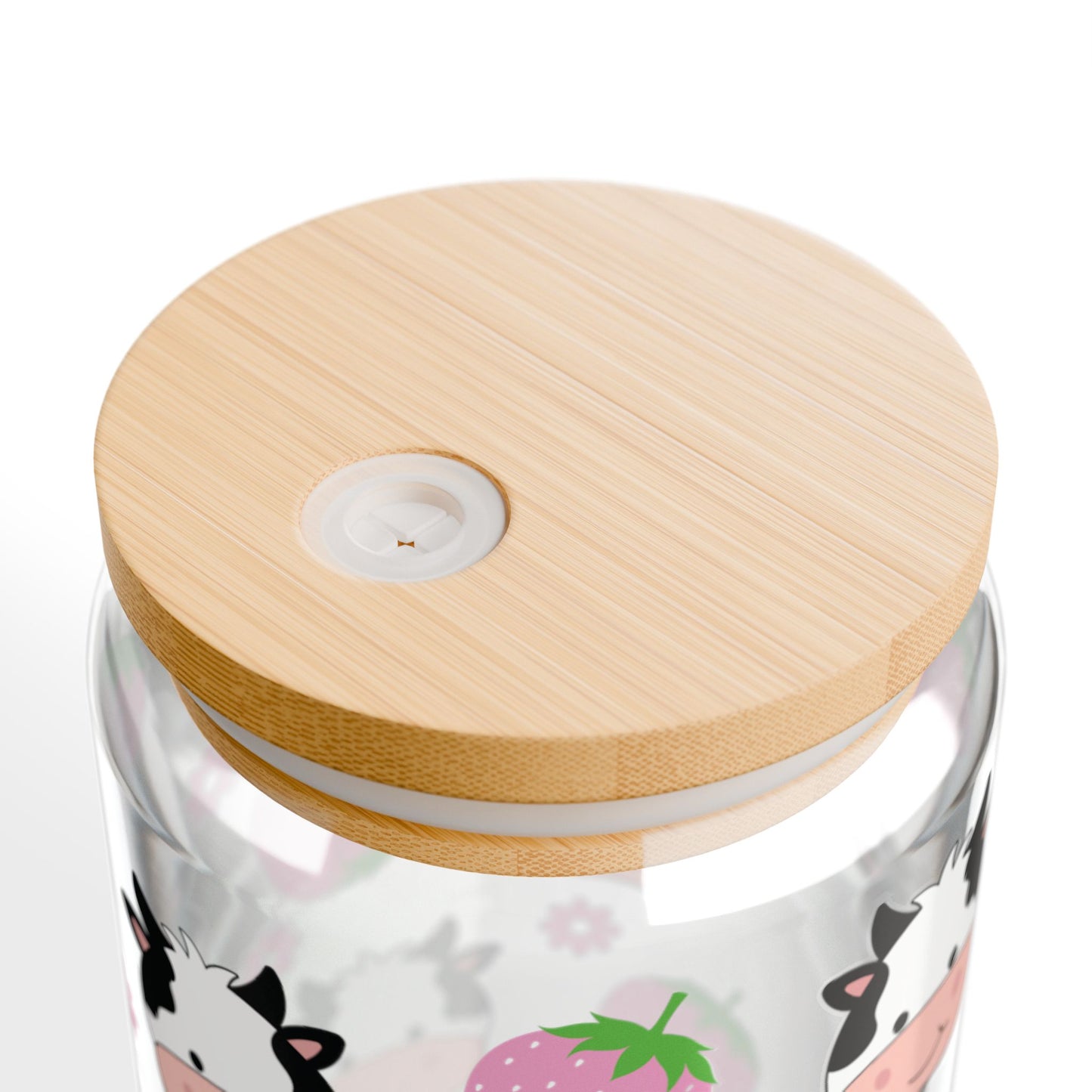 🍓🐮 Strawberry Cow Sipper Glass – Sweet Sips with Farmyard Charm! 🌸
