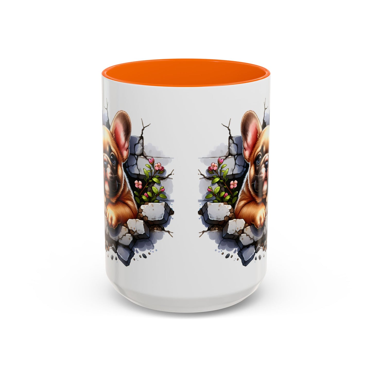 🐾☕ Tan French Bulldog Puppy Accent Mug – Sweet Peek-Through Pup Design ✨