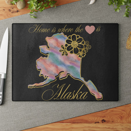 🌈 Alaska Floral Cutting Board – Rainbow Watercolor Charm for The Last Frontier 🌸
