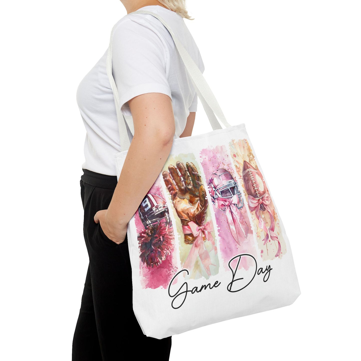🏈 Game Day Pink Ribbon Tote Bag – Football & Pink Power 💖👜