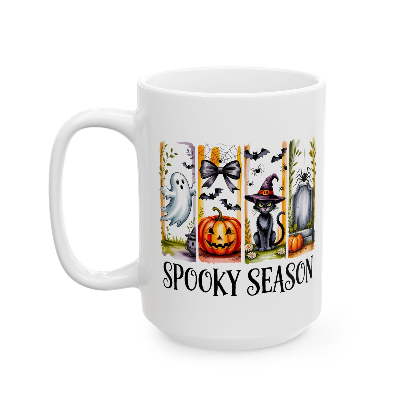 🎃 Spooky Season Mug – Cute Halloween Cat, Ghosts & Pumpkins 👻