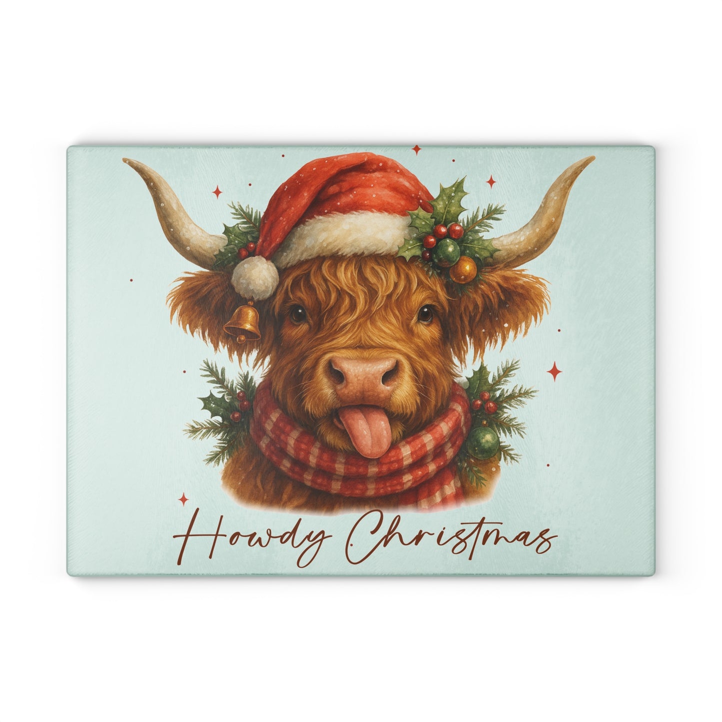 🎄 Howdy Christmas Highland Cow Cutting Board – Festive Country Charm for Your Holiday Kitchen