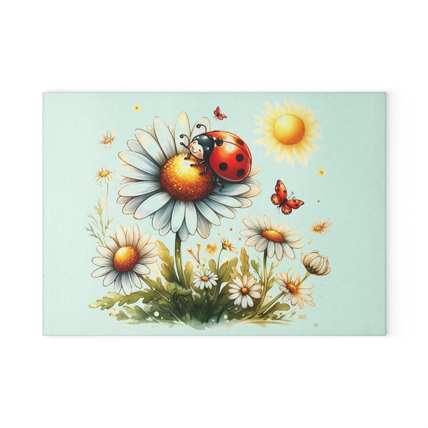 🌼🐞 Ladybug & Daisies Cutting Board – Cheerful Charm for Your Kitchen 🌞