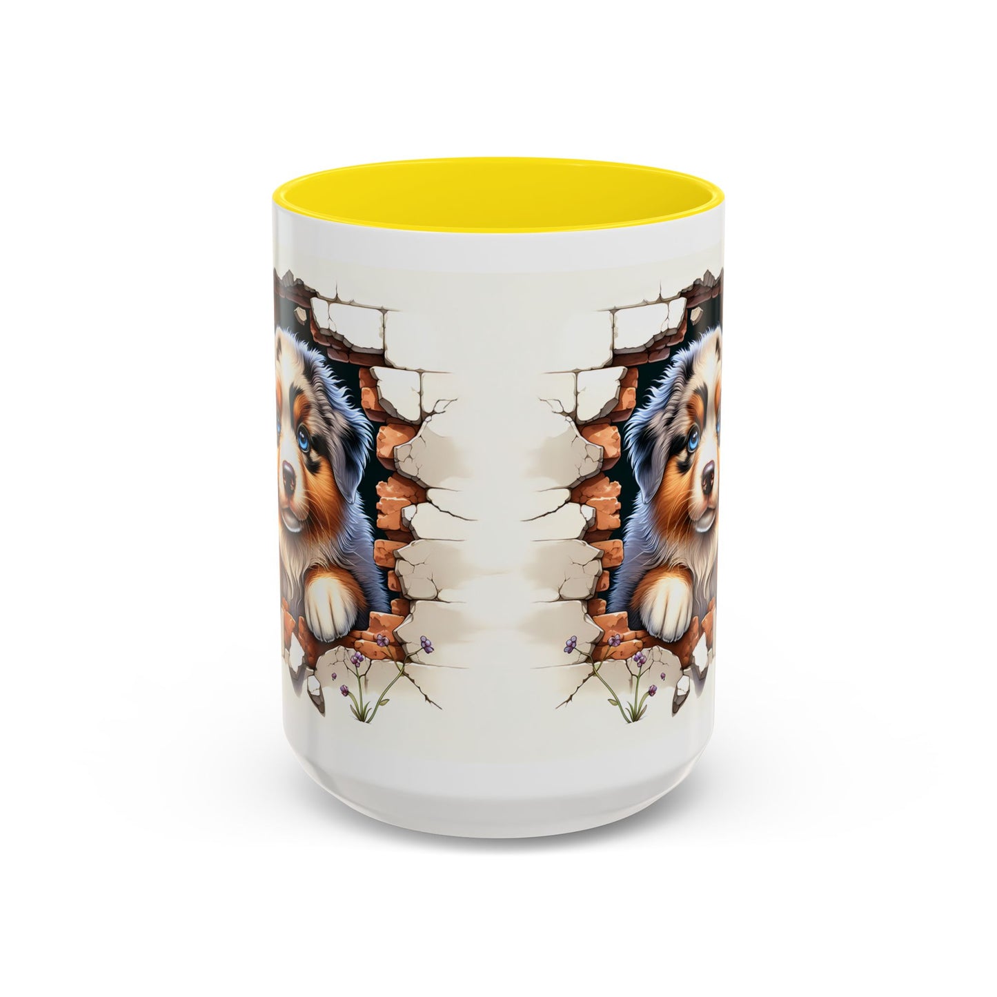 🐾☕ Australian Shepherd Puppy Peek Accent Mug – Blue-Eyed Beauty Dog Lover Gift ✨💙