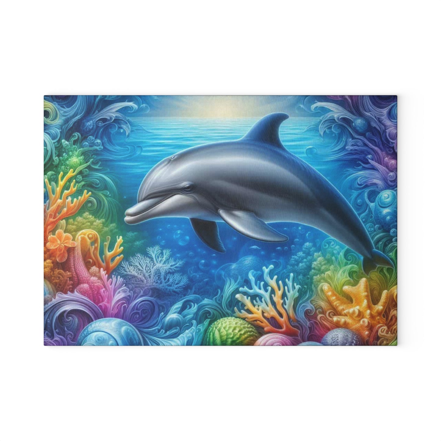 🐬🌊 Coral Reef Dolphin Cutting Board – Ocean Glow for Your Kitchen