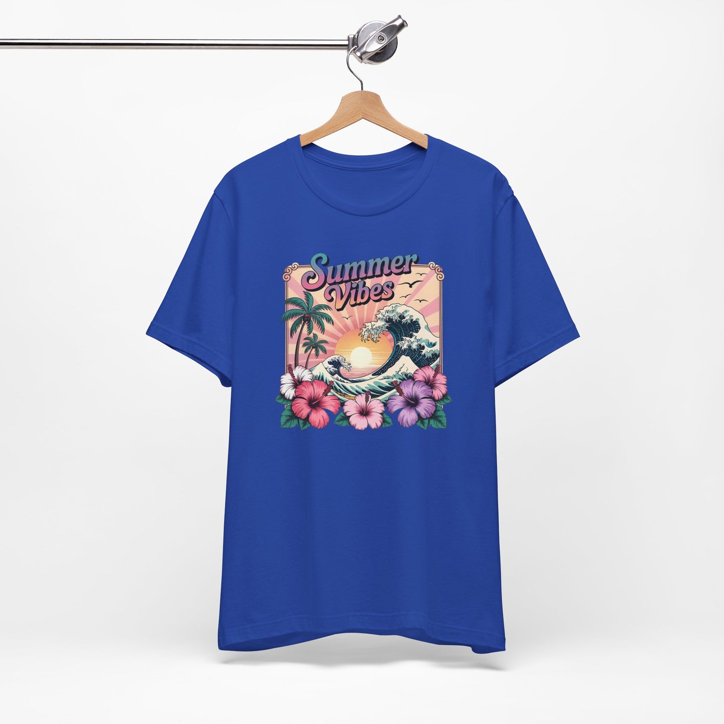 ☀️ Camiseta Summer Vibes – Ola playera vibrante, hibisco y palmeras | Camiseta gráfica para mujer