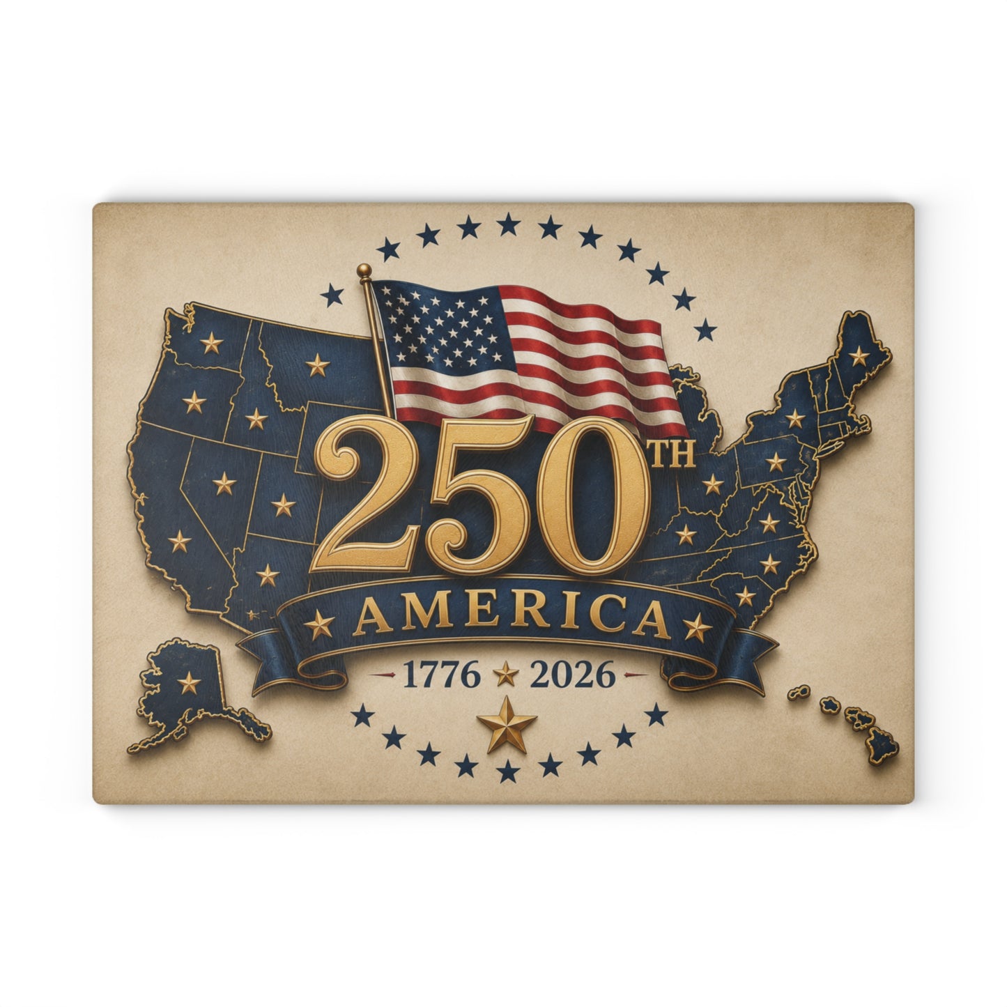 America 250th Anniversary Tempered Glass Cutting Board