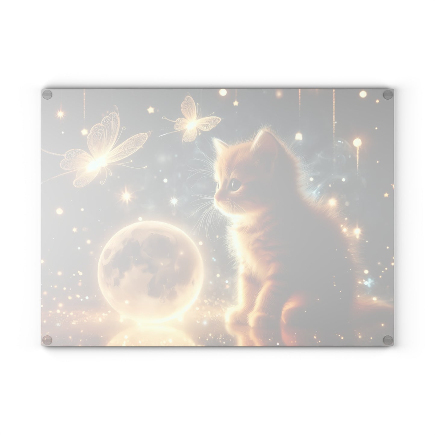 Tabby Cat cutting board, Tempered Glass Cutting Board, Charcuterie Board, Chopping Board, Housewarming Gift, Custom cutting board