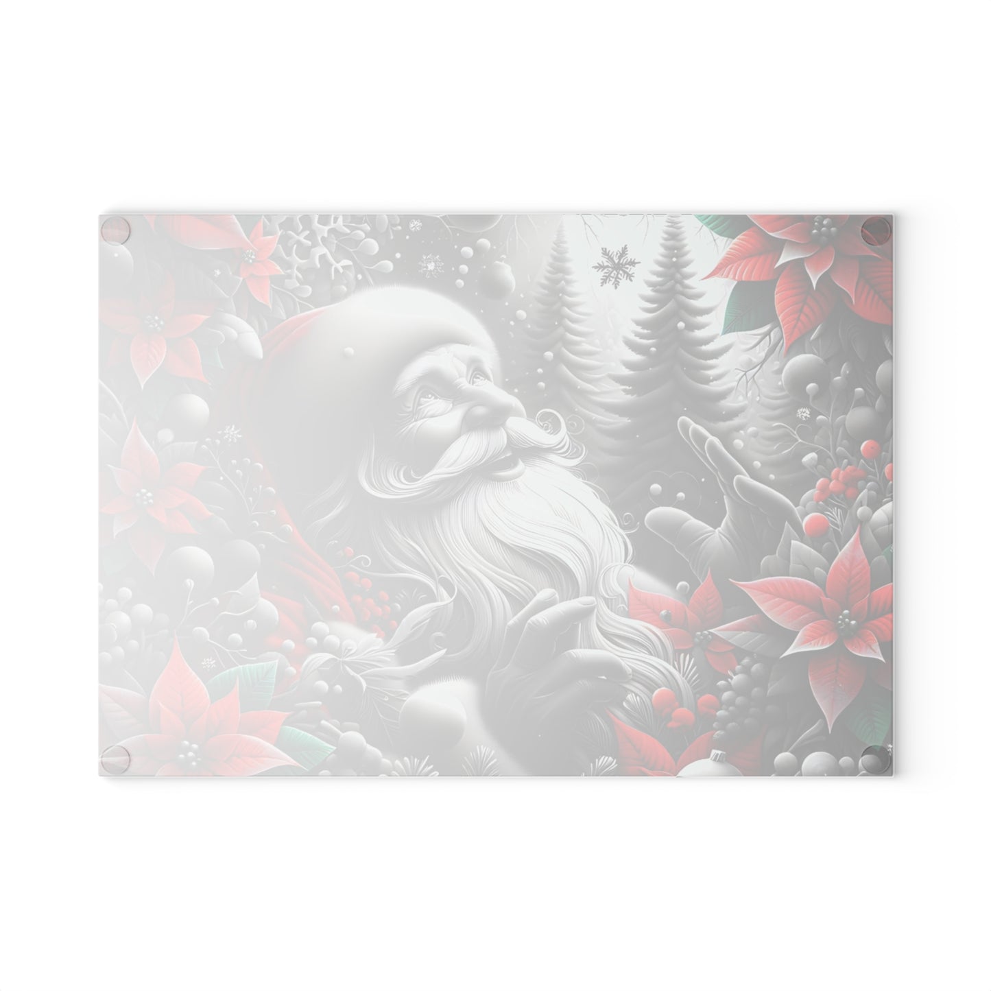 🎅❄️ “Midnight Snow Santa” Glass Cutting Board – Festive Glow for Your Kitchen