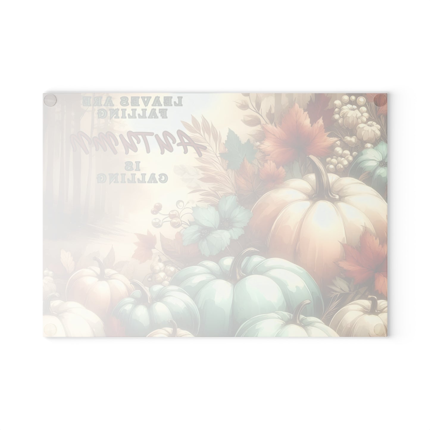 🍂 Leaves Are Falling, Autumn Is Calling – Pumpkin Art Glass Cutting Board