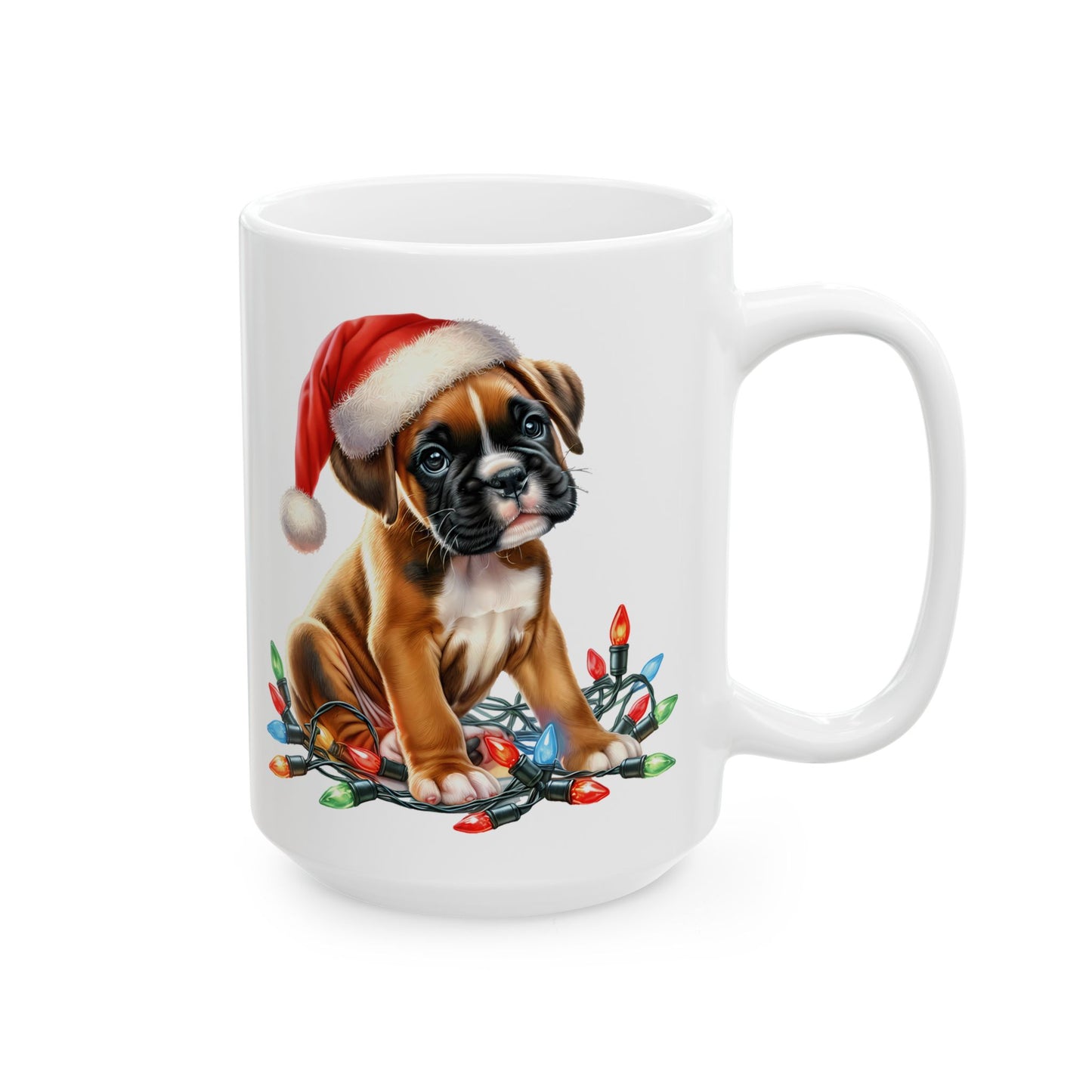 🐾 Boxer Christmas Lights Mug – Festive Cheer for Dog Lovers 🎄