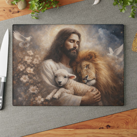 Jesus Cutting Board, Tempered Glass Cutting Board, Charcuterie Board, Chopping Board, Housewarming Gift, Custom cutting board