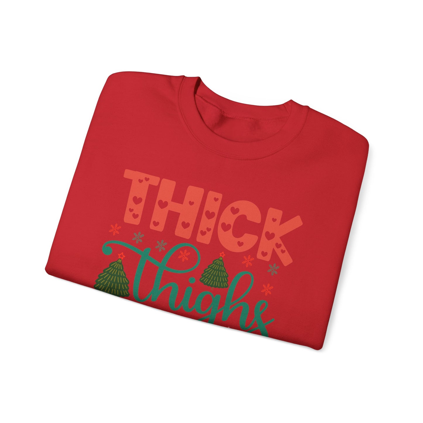 🎄💖 Thick Thighs & Christmas Vibes Crewneck – Cute, Confident & Cozy