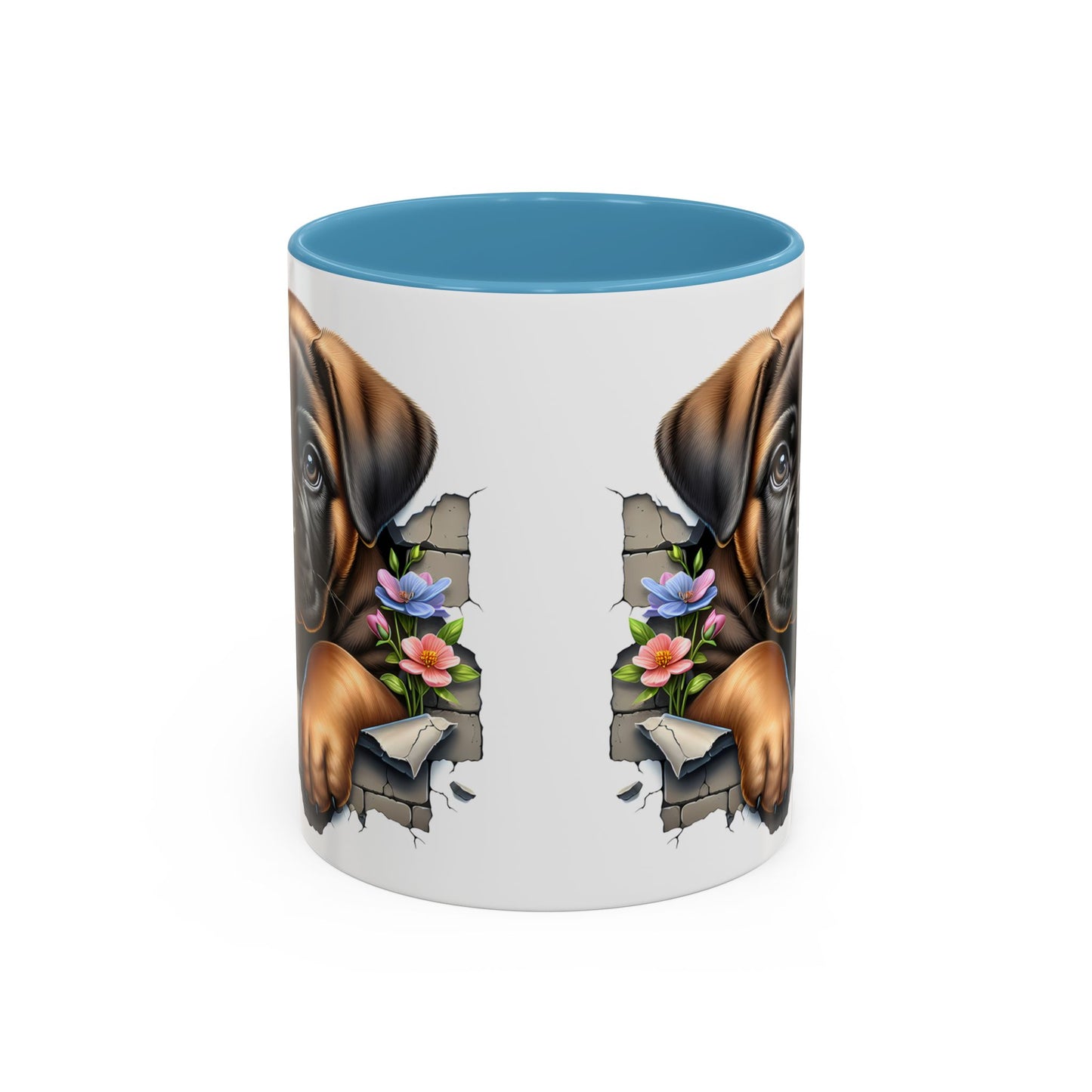 🧡 Boxer Puppy Accent Mug – Adorable Peek-Through Cup for Dog Lovers