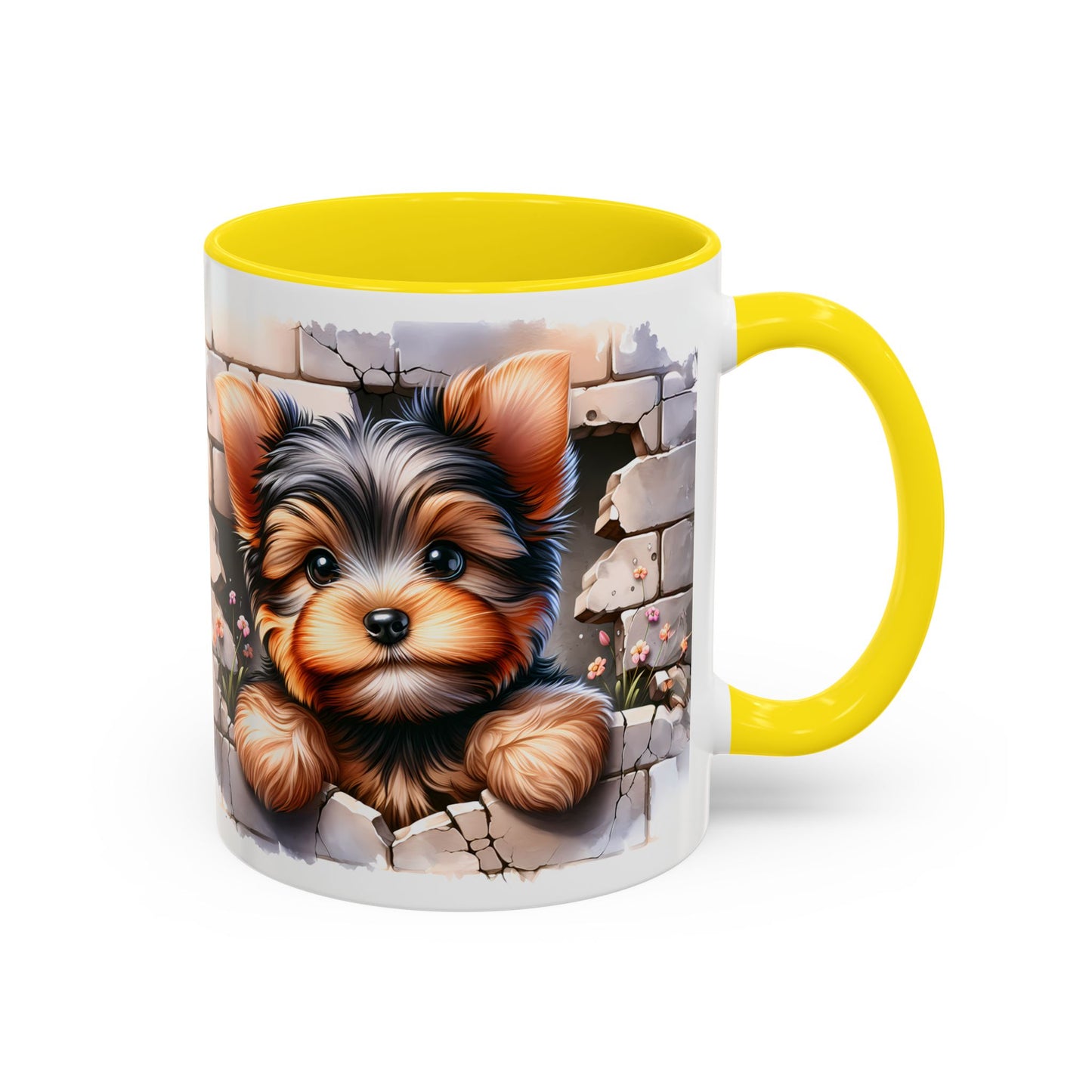 🎀🐶 Yorkie Puppy Accent Mug – Cute Peek-Through Dog Design for Animal Lovers ☕💖