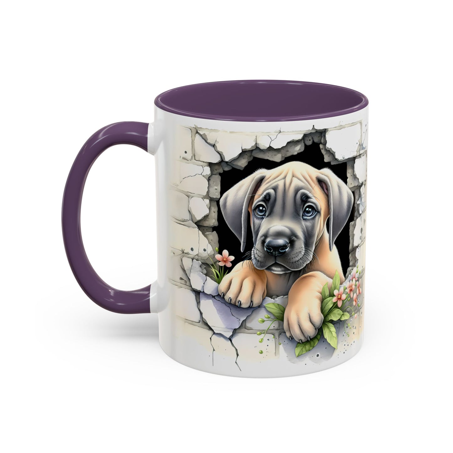🐾 Great Dane Puppy Accent Mug – Sweet Peek-Through Puppy Design ☕💛