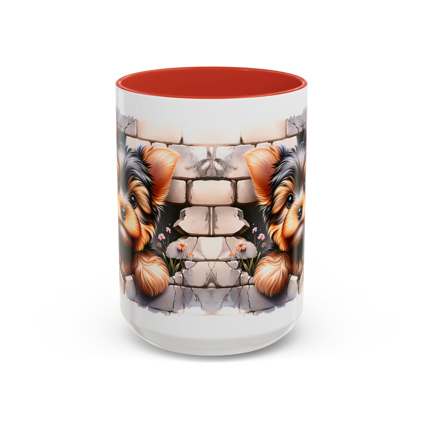 🎀🐶 Yorkie Puppy Accent Mug – Cute Peek-Through Dog Design for Animal Lovers ☕💖