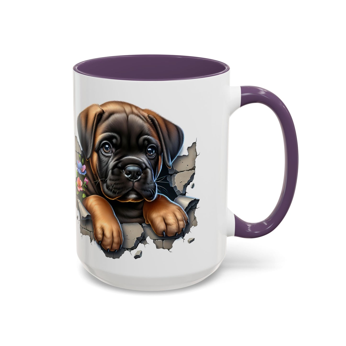 🧡 Boxer Puppy Accent Mug – Adorable Peek-Through Cup for Dog Lovers