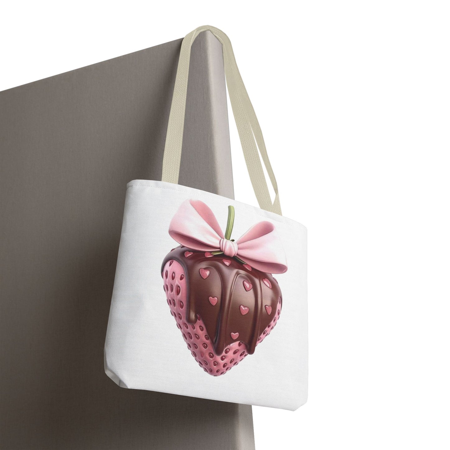 🍓 Chocolate-Dipped Strawberry Tote Bag – Sweet, Romantic & Practical 🍫