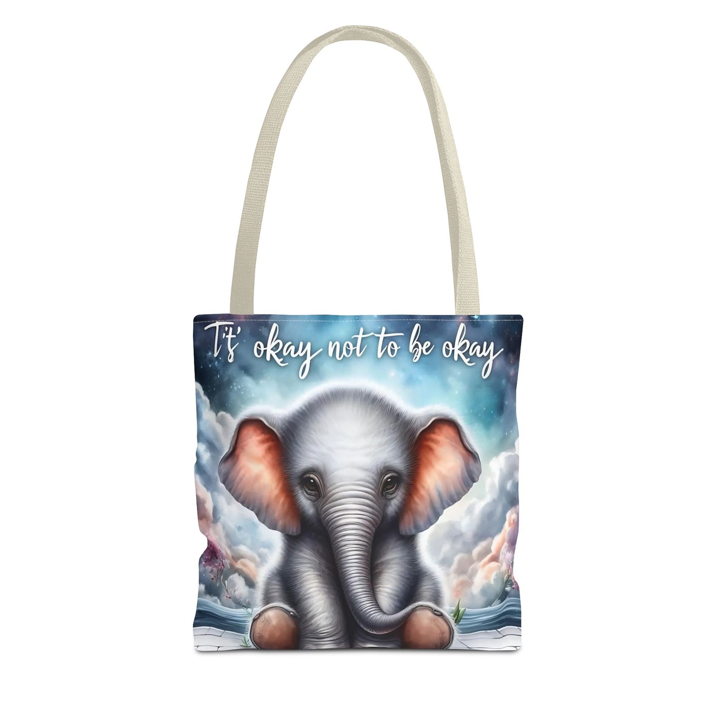 Bolsa de mano con elefante “Está bien no estar bien”: un suave recordatorio con un diseño delicado y caprichoso.