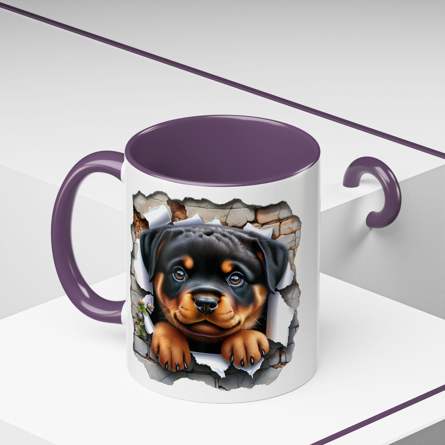 🐾☕ Rottweiler Puppy Accent Mug – Sweet Breakthrough Pup Design ✨