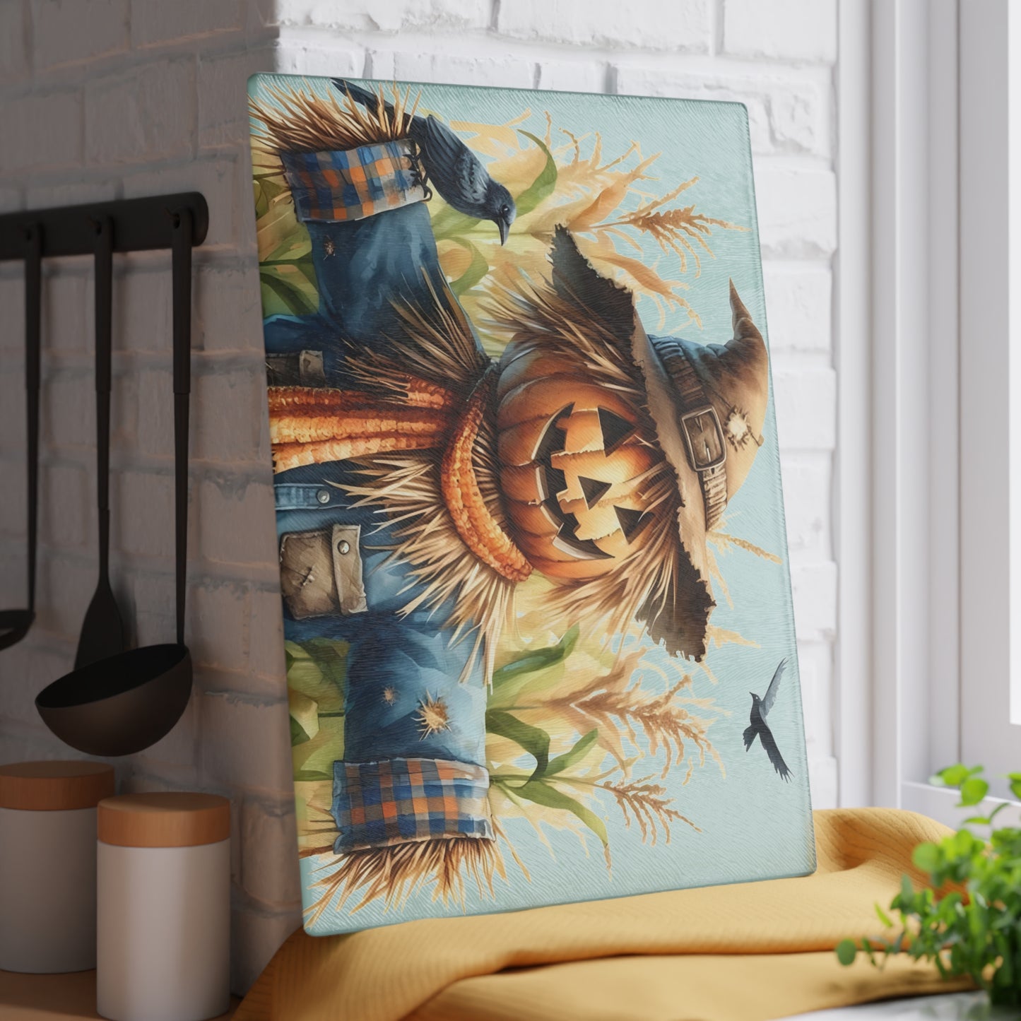 🎃 Pumpkin Scarecrow Cutting Board – Rustic Harvest Charm for Your Kitchen 🌾