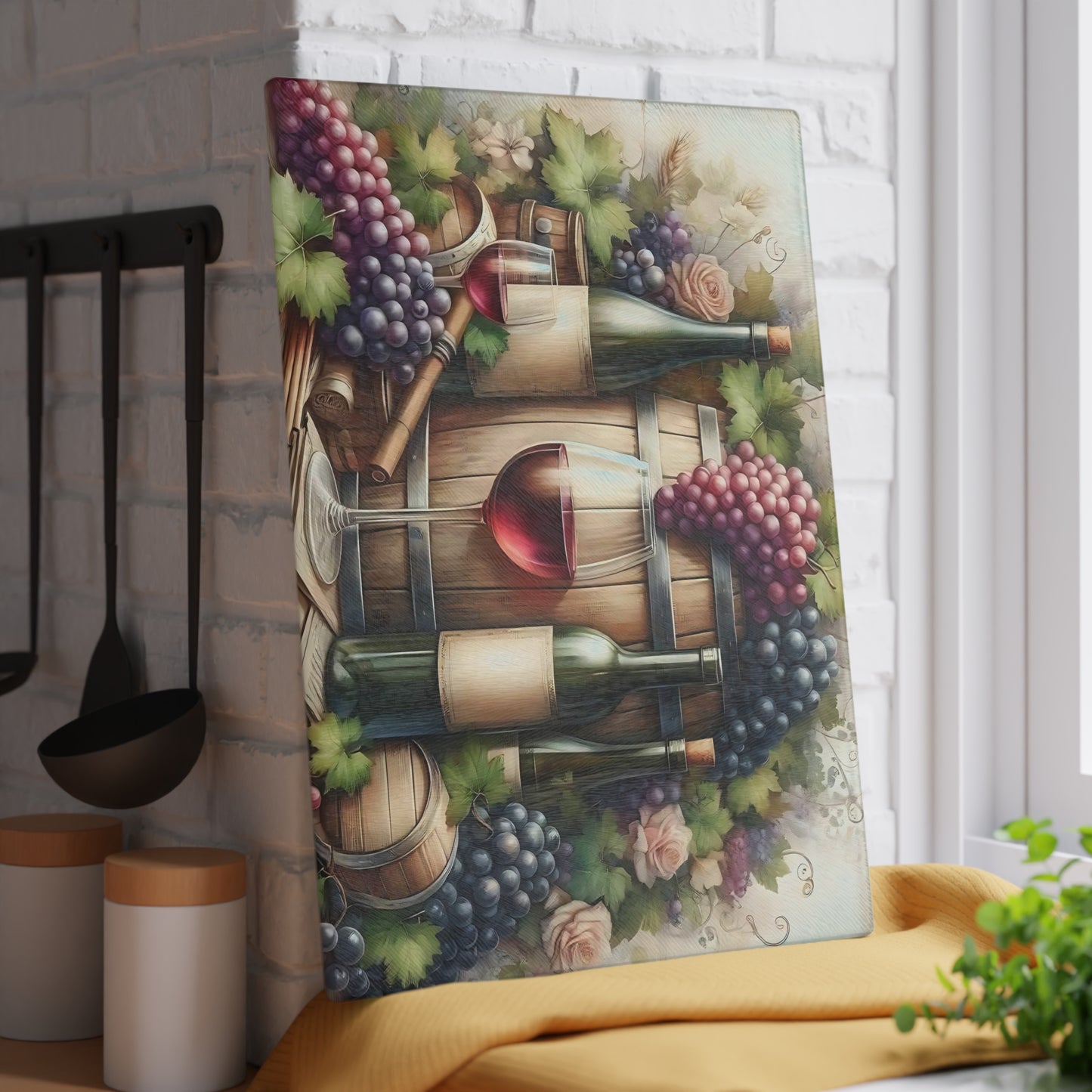 Tabla de cortar de vidrio templado para vino vintage