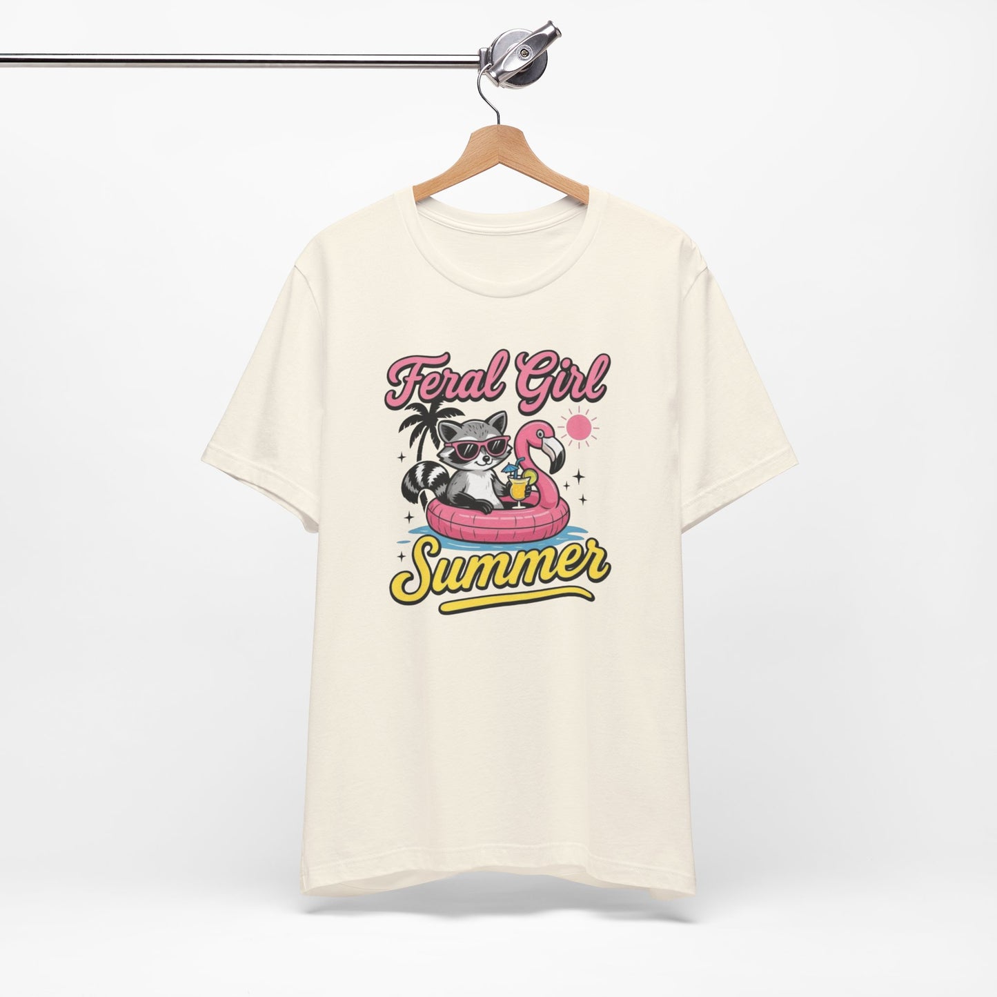 Camiseta de verano para chica salvaje: Mapache divertido con vuelo | Camiseta de verano para mujer