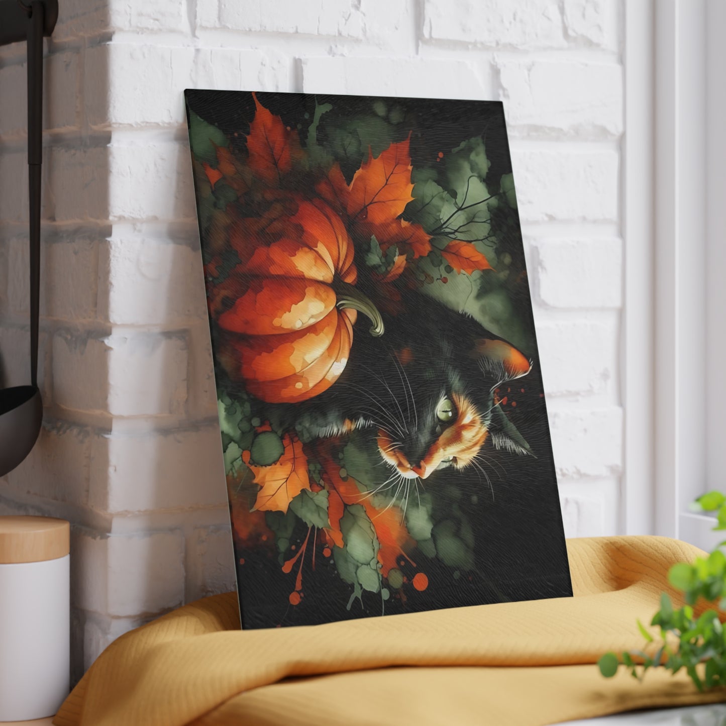 🖤🎃 Spooky Black Cat & Pumpkin Cutting Board – Elegant Halloween Charm 🎃🖤