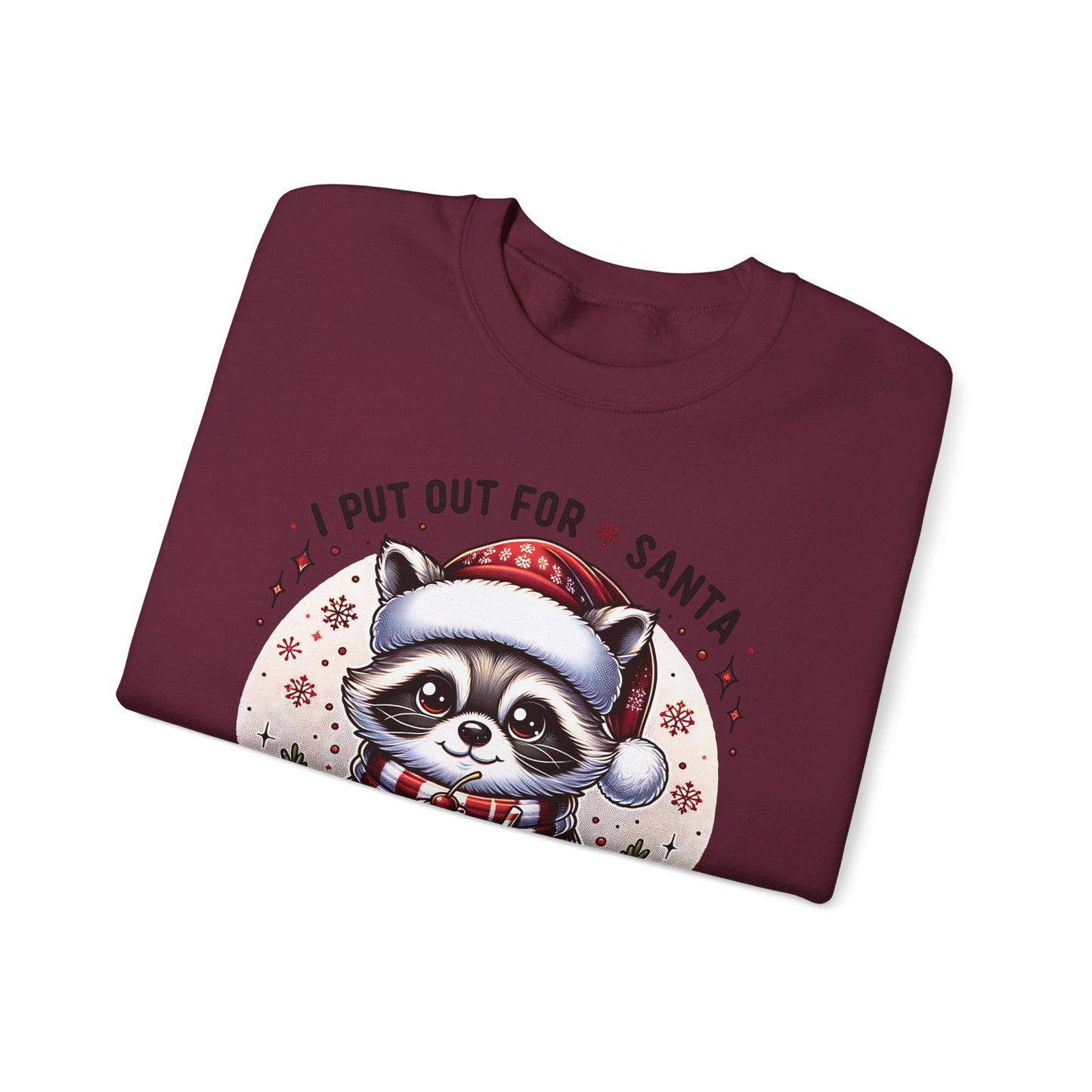 🎄🦝 “Naughty Raccoon Cocoa” Christmas Crewneck – Cute, Cozy & A Little Cheeky