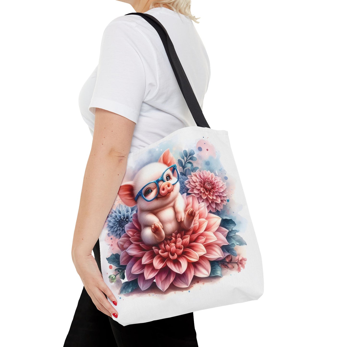 🐷 Floral Piglet Tote Bag – Cute, Whimsical & Practical 🌸
