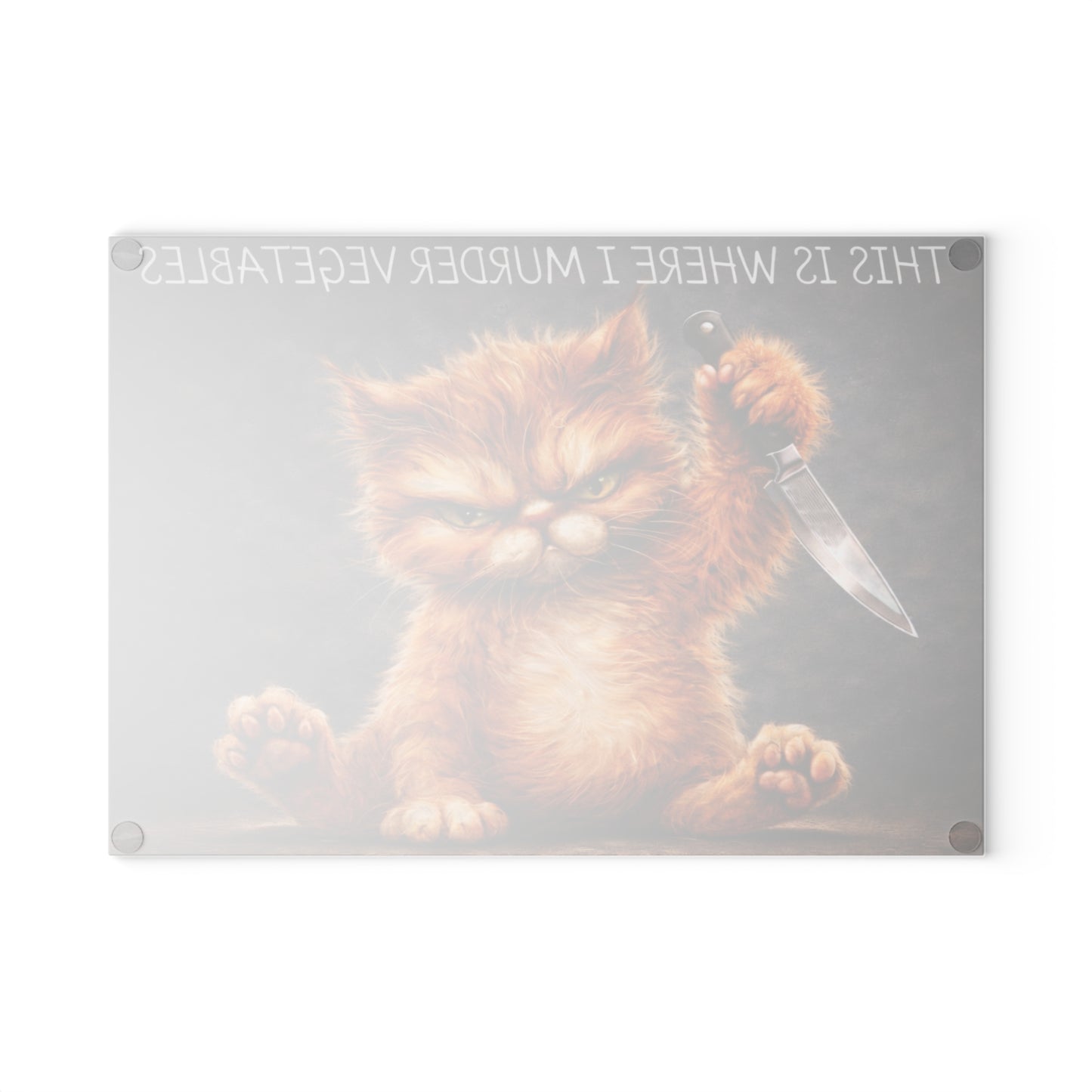 This Is Where I Murder Vegetables Glass Cutting Board – Funny Grumpy Cat Kitchen Art